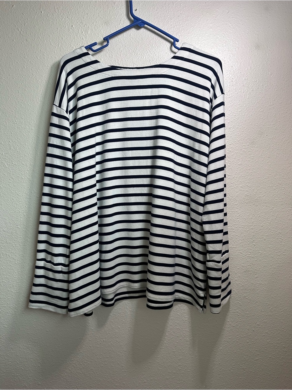 J. Jill White and Navy Striped Long-Sleeve Tee Large